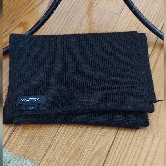 NAUTICA Black Grey Knit Winter Scarf - Picture 1 of 6